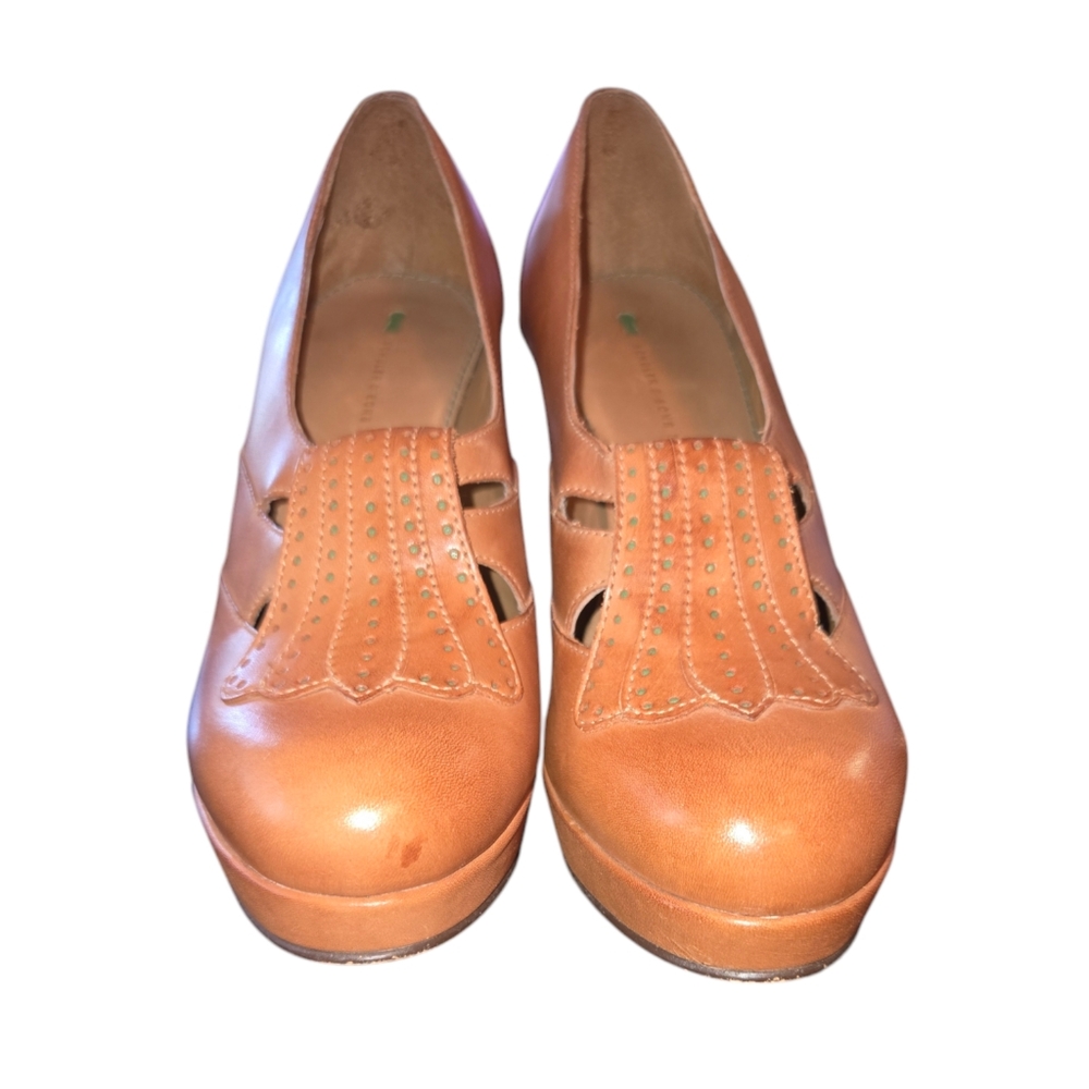 Schuler & Sons Philadelphia Anthropologie Light Brown Leather Kiltie Pumps Sz 6 - Picture 4 of 11